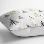 - 8079 - Realhomes Beyaz Zemin Üzerinde Gold Detaylı Çamağacı Desenli Modern Yastık Kırlent Kılıfı Realhomes