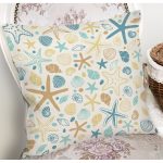 - 8080 - Realhomes Renkli Zeminli Deniz Yıldızı Desenli Dijital Baskılı Modern Yastık Kırlent Kılıfı Realhomes