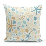 - 8080 - Realhomes Renkli Zeminli Deniz Yıldızı Desenli Dijital Baskılı Modern Yastık Kırlent Kılıfı Realhomes