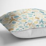 - 8080 - Realhomes Renkli Zeminli Deniz Yıldızı Desenli Dijital Baskılı Modern Yastık Kırlent Kılıfı Realhomes