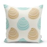 - 8081 - Realhomes Renkli Zeminli Deniz Kabuğu Desenli Dijital Baskılı Modern Yastık Kırlent Kılıfı Realhomes