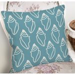 - 8082 - Realhomes Renkli Zeminli Deniz Kabuğu Desenli Dijital Baskılı Modern Yastık Kırlent Kılıfı Realhomes