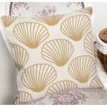 Renkli Zeminli Deniz Kabuğu Desenli Dijital Baskılı Modern Yastık Kırlent Kılıfı Realhomes
