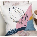 - 8087 - Realhomes Rengarenk Zemin Üzerinde Pastel Desenli Çiçek Motifli Modern Yastık Kırlent Kılıfı Realhomes