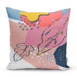 - 8088 - Realhomes Rengarenk Zemin Üzerinde Pastel Desenli Çiçek Motifli Modern Yastık Kırlent Kılıfı Realhomes