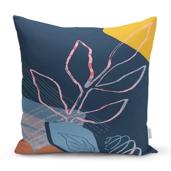 Beyaz Zemin Üzerinde Pastel Renkli Yaprak Desenli Modern Yastık Kırlent Kılıfı Realhomes