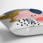 Beyaz Zemin Üzerinde Pastel Renkli Yaprak Desenli Modern Yastık Kırlent Kılıfı Realhomes