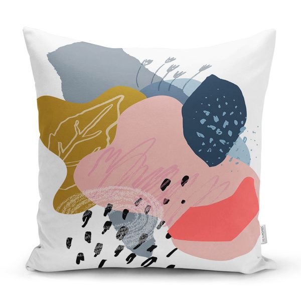 Renkli Zeminli Deniz Kabuğu Desenli Dijital Baskılı Modern Yastık Kırlent Kılıfı Realhomes