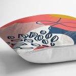 Renkli Zemin Üzerinde Yaprak Motifli Dijital Baskılı Modern Yastık Kırlent Kılıfı Realhomes