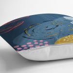 - 8093 - Realhomes Renkli Zemin Üzerinde Pastel Renkli Yaprak Desenli Modern Yastık Kırlent Kılıfı Realhomes