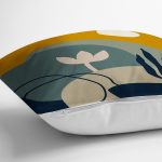 - 8094 - Realhomes  Renkli Zemin Üzerinde Yaprak Desenli Dijital Baskılı Modern Yastık Kırlent Kılıfı Realhomes