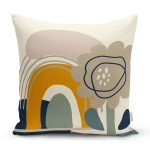 Renkli Zemin Üzerinde Yaprak Desenli Dijital Baskılı Modern Yastık Kırlent Kılıfı Realhomes