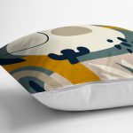 - 8097 - Realhomes Renkli Zemin Üzerinde Yaprak Desenli Dijital Baskılı Modern Yastık Kırlent Kılıfı Realhomes