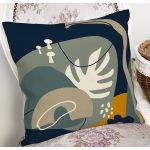 Renkli Zemin Üzerinde Yaprak Desenli Dijital Baskılı Modern Yastık Kırlent Kılıfı Realhomes