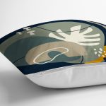 Renkli Zemin Üzerinde Yaprak Desenli Dijital Baskılı Modern Yastık Kırlent Kılıfı Realhomes