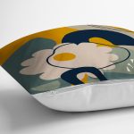 - 8099 - Realhomes Renkli Zemin Üzerinde Yaprak Desenli Dijital Baskılı Modern Yastık Kırlent Kılıfı Realhomes