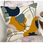 Renkli Zemin Üzerinde Yaprak Desenli Dijital Baskılı Modern Yastık Kırlent Kılıfı Realhomes