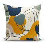 Renkli Zemin Üzerinde Yaprak Desenli Dijital Baskılı Modern Yastık Kırlent Kılıfı Realhomes