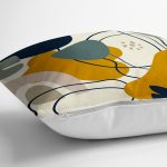 Renkli Zemin Üzerinde Yaprak Desenli Dijital Baskılı Modern Yastık Kırlent Kılıfı Realhomes