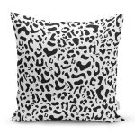 - 8102 - Realhomes Beyaz Zemin Üzerinde Siyah Renkli Geometrik Çizim Modern Yastık Kırlent Kılıfı Realhomes