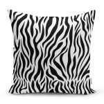 - 8105 - Realhomes Beyaz Zeminli Siyah Geometrik Desenli Dijital Baskılı Modern Yastık Kırlent Kılıfı Realhomes