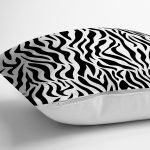 - 8105 - Realhomes Beyaz Zeminli Siyah Geometrik Desenli Dijital Baskılı Modern Yastık Kırlent Kılıfı Realhomes