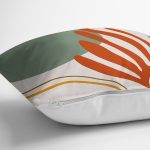 - 8115 - Realhomes Pastel Zemin Üzerinde Yaprak Desenli Dijital Baskılı Modern Yastık Kırlent Kılıfı Realhomes