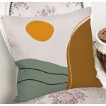 - 8117 - Realhomes Pastel Zemin Üzerinde Güneş Desenli Dijital Baskılı Modern Yastık Kırlent Kılıfı Realhomes