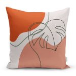 - 8118 - Realhomes Pastel Zemin Üzerinde Yaprak Desenli Dijital Baskılı Modern Yastık Kırlent Kılıfı Realhomes