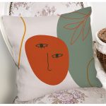 Pastel Zemin Üzerinde Yaprak Desenli Dijital Baskılı Modern Yastık Kırlent Kılıfı Realhomes