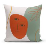 Pastel Zemin Üzerinde Yaprak Desenli Dijital Baskılı Modern Yastık Kırlent Kılıfı Realhomes