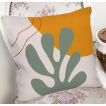 Pastel Zemin Üzerinde Yaprak Desenli Dijital Baskılı Modern Yastık Kırlent Kılıfı Realhomes