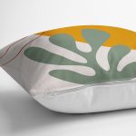 Pastel Zemin Üzerinde Yaprak Desenli Dijital Baskılı Modern Yastık Kırlent Kılıfı Realhomes
