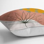 - 8121 - Realhomes Pastel Zemin Üzerinde Yaprak Desenli Dijital Baskılı Modern Yastık Kırlent Kılıfı Realhomes