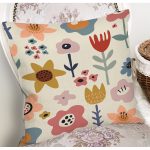 Pastel Zemin Üzerinde Çiçek Desenli Dijital Baskılı Modern Yastık Kırlent Kılıfı Realhomes