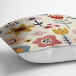 Pastel Zemin Üzerinde Çiçek Desenli Dijital Baskılı Modern Yastık Kırlent Kılıfı Realhomes