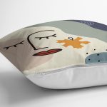 - 8124 - Realhomes Pastel Zemin Üzerinde Onedraw Çizimli Bayan Silüeti Yastık Kırlent Kılıfı Realhomes