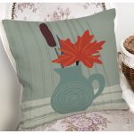 - 8125 - Realhomes Pastel Zemin Üzerinde Vazo Desenli Dijital Baskılı Modern Yastık Kırlent Kılıfı Realhomes