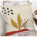 Pastel Zemin Üzerinde Yaprak Desenli Dijital Baskılı Modern Yastık Kırlent Kılıfı Realhomes