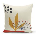 Pastel Zemin Üzerinde Yaprak Desenli Dijital Baskılı Modern Yastık Kırlent Kılıfı Realhomes