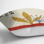 Pastel Zemin Üzerinde Yaprak Desenli Dijital Baskılı Modern Yastık Kırlent Kılıfı Realhomes