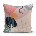 Pastel Zemin Üzerinde Geometrik Çizimli Çiçek Motifli Yastık Kırlent Kılıfı Realhomes