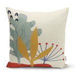Pastel Zemin Üzerinde Yaprak Desenli Dijital Baskılı Modern Yastık Kırlent Kılıfı Realhomes
