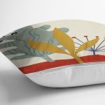 Pastel Zemin Üzerinde Yaprak Desenli Dijital Baskılı Modern Yastık Kırlent Kılıfı Realhomes