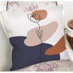 Beyaz Zemin Üzerinde Pastel Renkli Geometrik Desenli Yastık Kırlent Kılıfı Realhomes