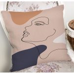 Pastel Renkli Zeminli Bayan Silüetli Dijital Baskılı Modern Yastık Kırlent Kılıfı Realhomes