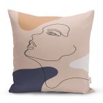 Pastel Renkli Zeminli Bayan Silüetli Dijital Baskılı Modern Yastık Kırlent Kılıfı Realhomes