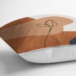 - 8132 - Realhomes Pastel Zemin Üzerinde Onedraw Çizimli Yaprak Motifli Yastık Kırlent Kılıfı Realhomes