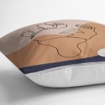 - 8133 - Realhomes Pastel Zemin Üzerinde Onedraw Çizimli Bayan Silüeti Yastık Kırlent Kılıfı Realhomes