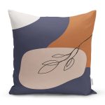 Pastel Zemin Üzerinde Onedraw Çizimli Yaprak Desenli Yastık Kırlent Kılıfı Realhomes